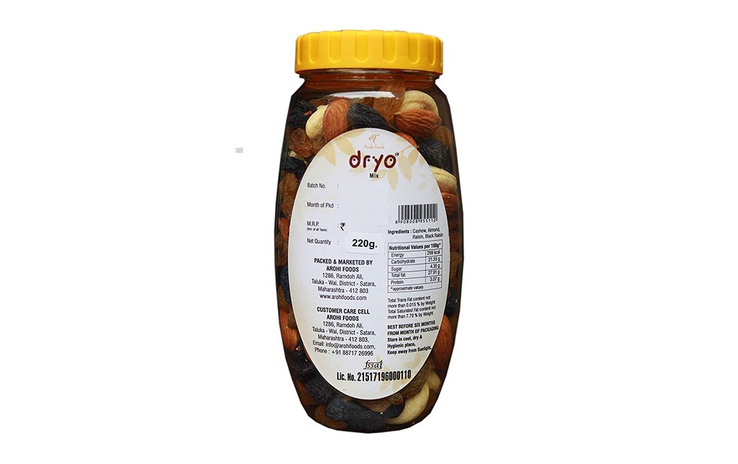 Dryo Mix Nuts    Plastic Jar  220 grams